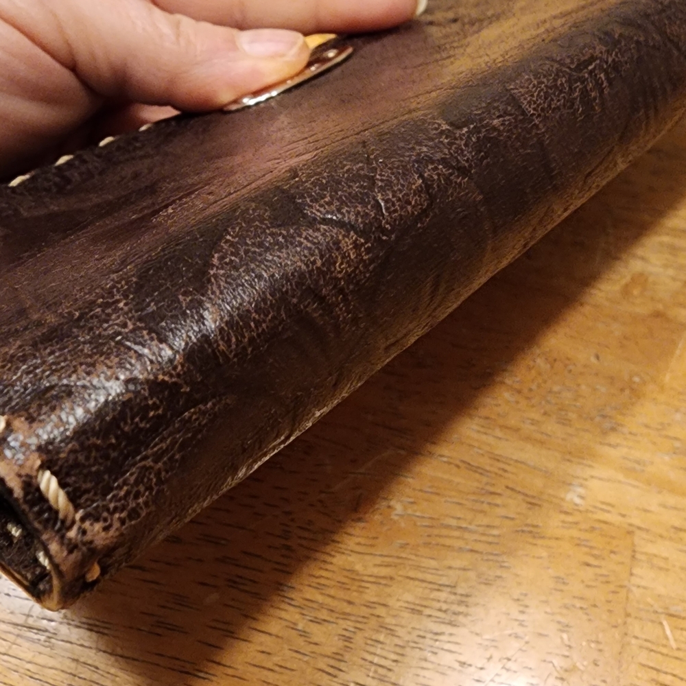 Vintage Celine Brown Floral Embossed Leather Wallet - Picture 6 of 16